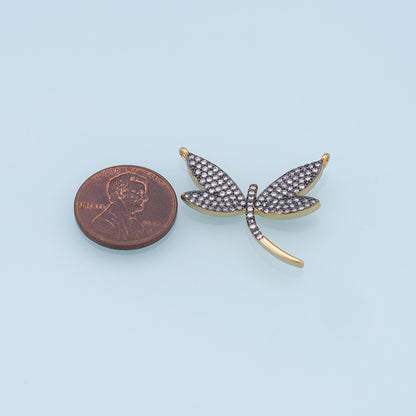 Gold Dragonfly Charms,18K Gold Filled Dragonfly Pendant,CZ Dragonfly Charm Bracelet Necklace for DIY Jewelry Making Supply