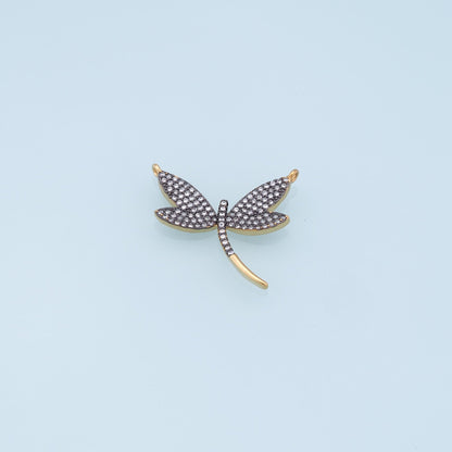 Gold Dragonfly Charms,18K Gold Filled Dragonfly Pendant,CZ Dragonfly Charm Bracelet Necklace for DIY Jewelry Making Supply
