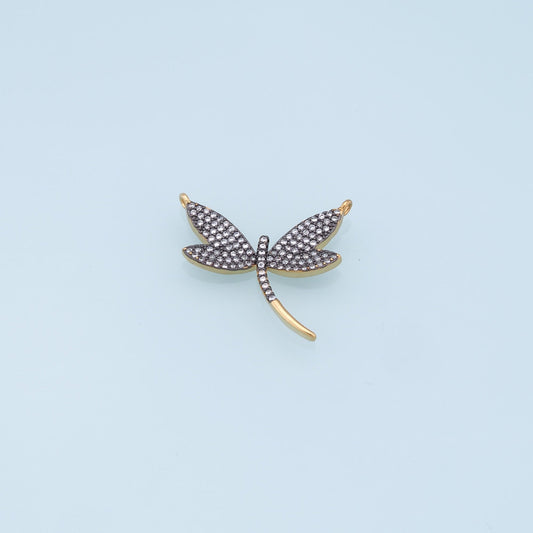 Gold Dragonfly Charms,18K Gold Filled Dragonfly Pendant,CZ Dragonfly Charm Bracelet Necklace for DIY Jewelry Making Supply