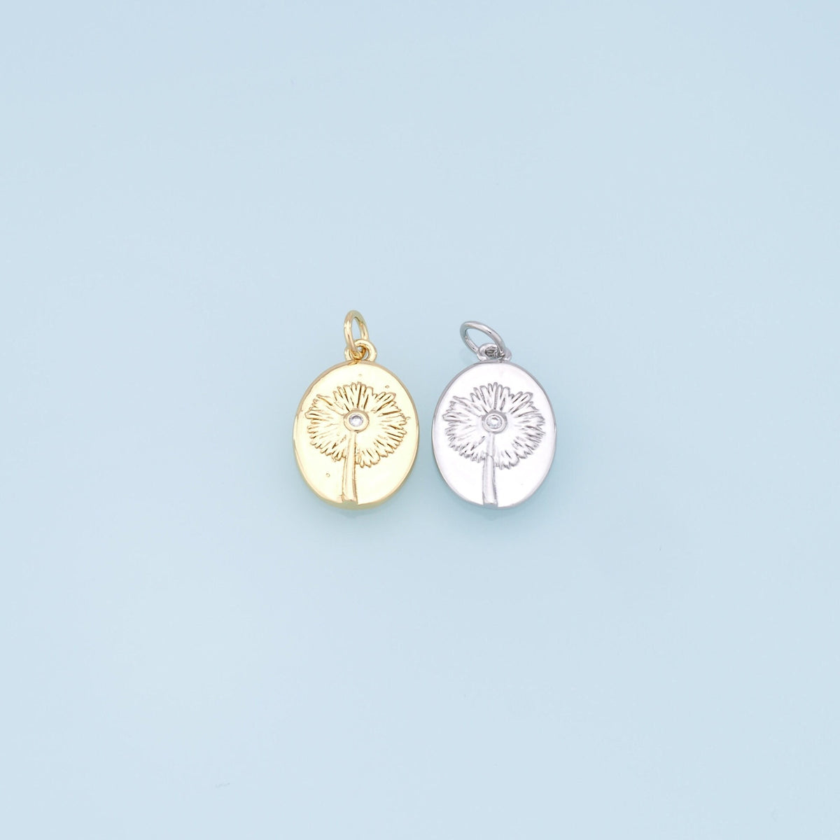 Gold Flower Charms,18K Gold Filled CZ flower Pendant,Silver flower Charm Bracelet Necklace for DIY Jewelry Making Supply