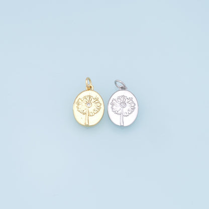 Gold Flower Charms,18K Gold Filled CZ flower Pendant,Silver flower Charm Bracelet Necklace for DIY Jewelry Making Supply