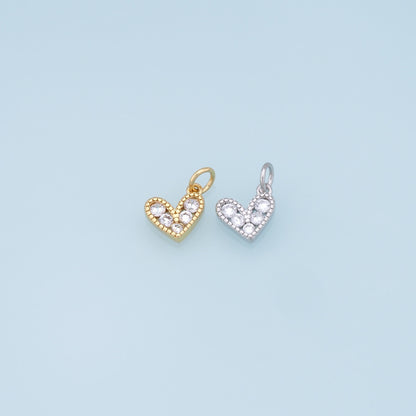 Gold Tiny Heart Charms,18K Gold Filled Heart Pendant,CZ Micro Pave Heart Charm Bracelet Necklace for DIY Jewelry Making Supply