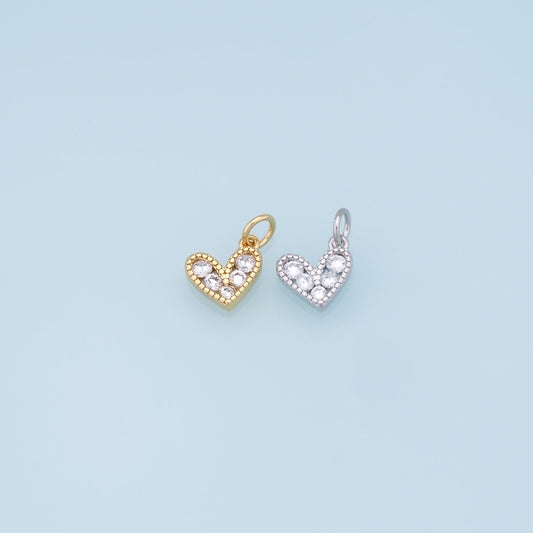 Gold Tiny Heart Charms,18K Gold Filled Heart Pendant,CZ Micro Pave Heart Charm Bracelet Necklace for DIY Jewelry Making Supply