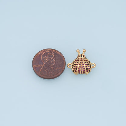 Gold beetle Connector Charms,18K Gold Filled CZ Micro Pave beetle Pendant,beetle Charm Bracelet Necklace for DIY Jewelry Making Supply