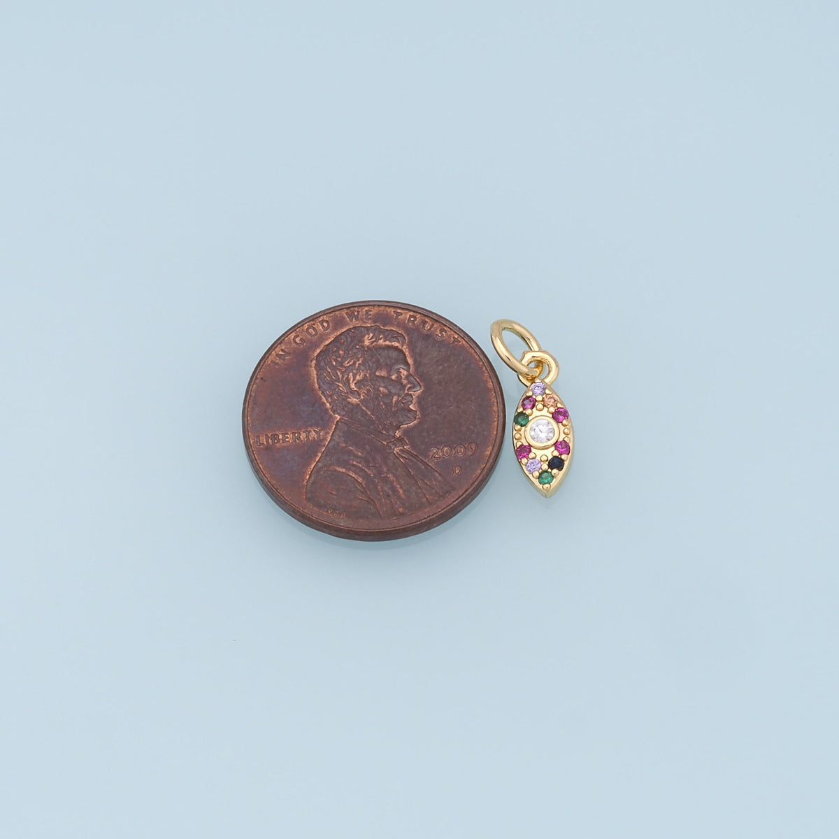 18K Gold Filled Evil Eye Charm Pendant for Jewelry Making