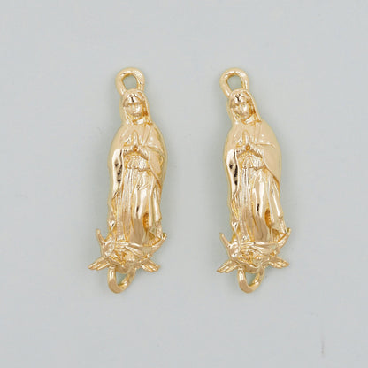 Gold virgin mary Charms,18K Gold Filled Our Lady Pendant Charm Bracelet Necklace for DIY Jewelry Making Supply