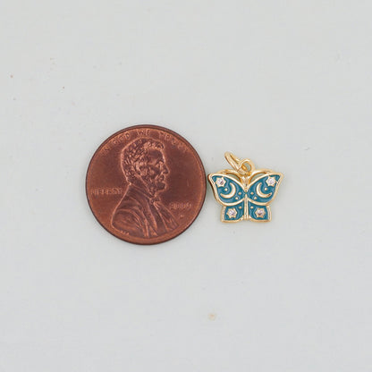 Gold Butterfly Charms,18K Gold Filled Enamel Butterfly Pendant,CZ Micro Pave Butterfly Charm Bracelet Necklace for DIY Jewelr