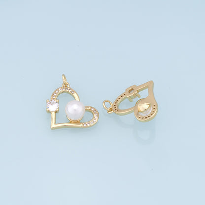 Gold Heart Charms,18K Gold Filled Heart Pendant,Heart Charm Bracelet Necklace for DIY Jewelry Making Supply