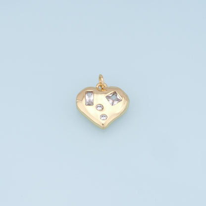 Gold Heart Charms,18K Gold Filled Heart Pendant,Heart Charm Bracelet Necklace for DIY Jewelry Making Supply