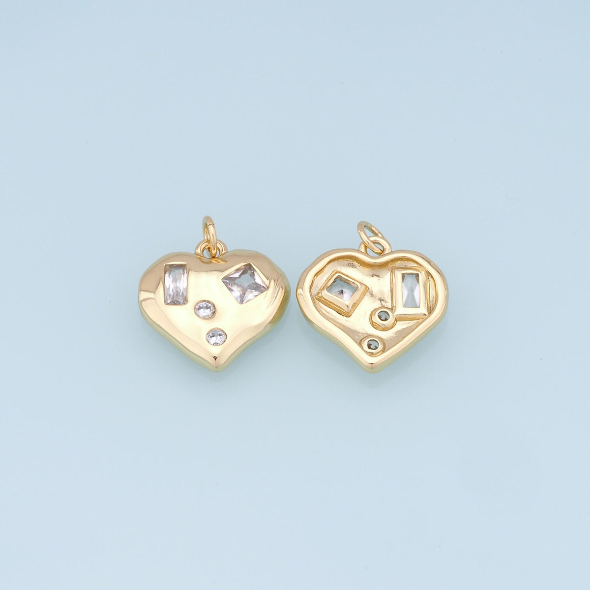 Gold Heart Charms,18K Gold Filled Heart Pendant,Heart Charm Bracelet Necklace for DIY Jewelry Making Supply