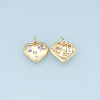 Gold Heart Charms,18K Gold Filled Heart Pendant,Heart Charm Bracelet Necklace for DIY Jewelry Making Supply