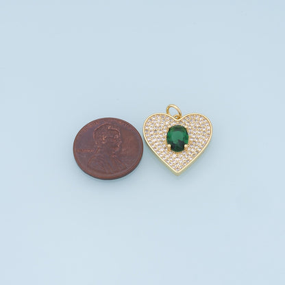 Gold Heart Charms,18K Gold Filled Heart Pendant,crystal Heart Charm Bracelet Necklace for DIY Jewelry Making Supply
