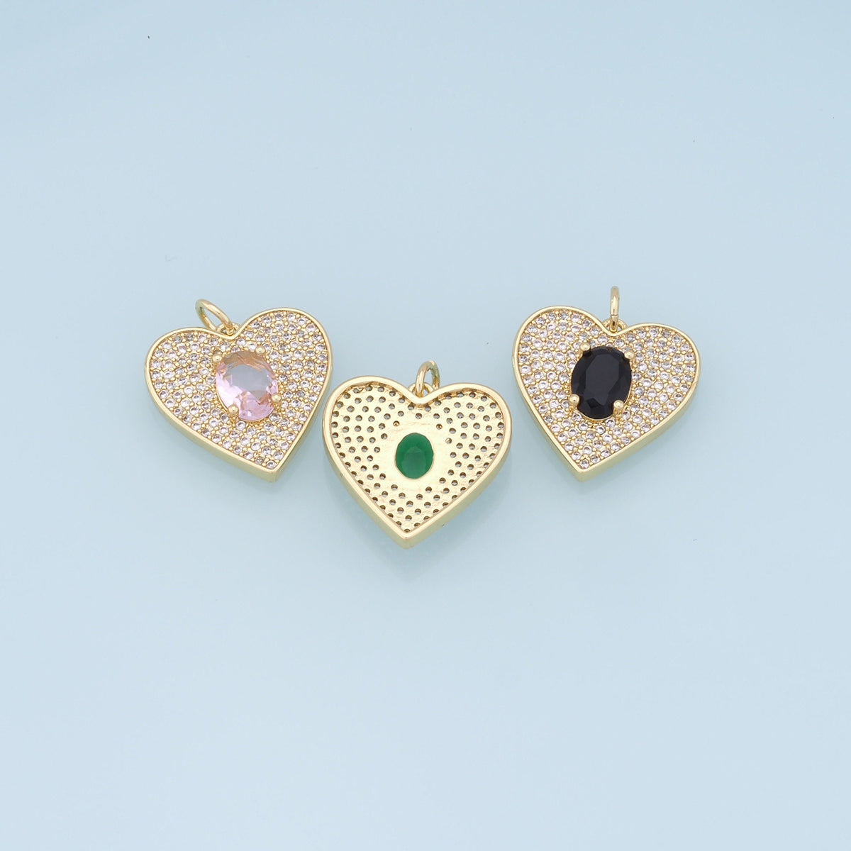 Gold Heart Charms,18K Gold Filled Heart Pendant,crystal Heart Charm Bracelet Necklace for DIY Jewelry Making Supply