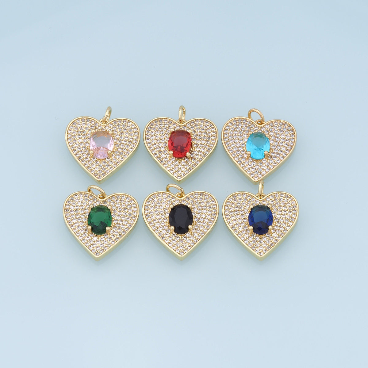 Gold Heart Charms,18K Gold Filled Heart Pendant,crystal Heart Charm Bracelet Necklace for DIY Jewelry Making Supply