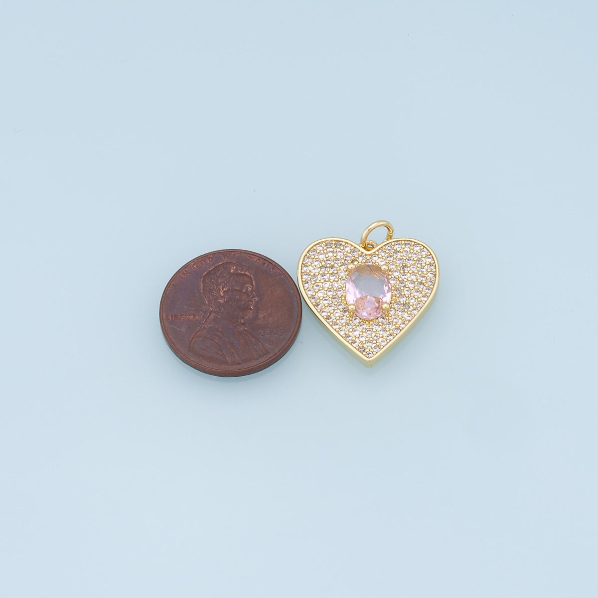 Gold Heart Charms,18K Gold Filled Heart Pendant,crystal Heart Charm Bracelet Necklace for DIY Jewelry Making Supply