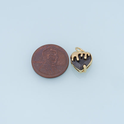 Gold Heart Charms,18K Gold Filled Heart Pendant,crystal Heart Charm Bracelet Necklace for DIY Jewelry Making Supply