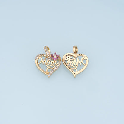 Gold Heart Charms,18K Gold Filled Heart Pendant,Heart Mom Charm Bracelet Necklace for DIY Jewelry Making Supply