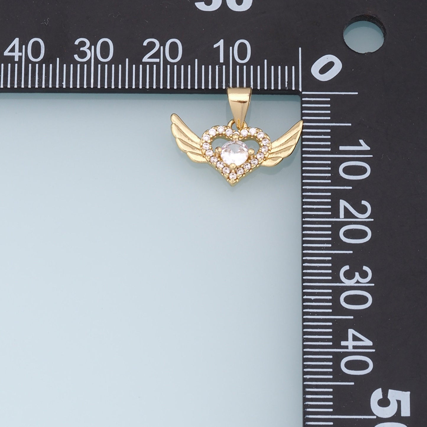 Gold Heart Charms,18K Gold Filled Heart Pendant,Heart Wings Charm Bracelet Necklace for DIY Jewelry Making Supply