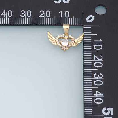 Gold Heart Charms,18K Gold Filled Heart Pendant,Heart Wings Charm Bracelet Necklace for DIY Jewelry Making Supply