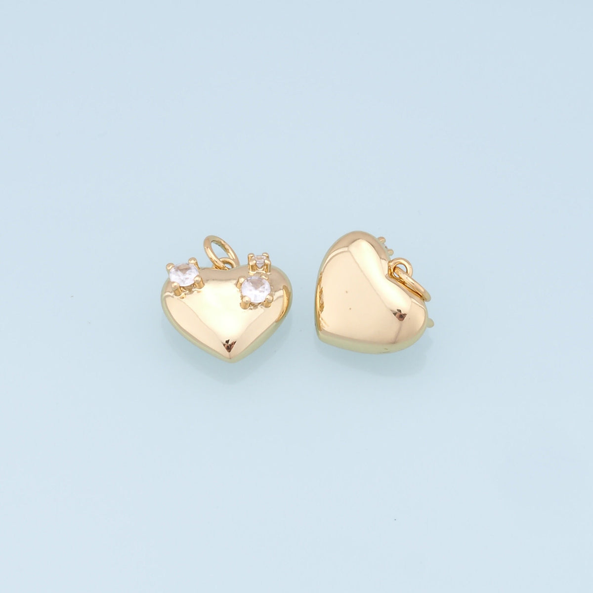 Gold Heart Charms,18K Gold Filled Heart Pendant,Heart Charm Bracelet Necklace for DIY Jewelry Making Supply