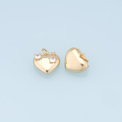 Gold Heart Charms,18K Gold Filled Heart Pendant,Heart Charm Bracelet Necklace for DIY Jewelry Making Supply