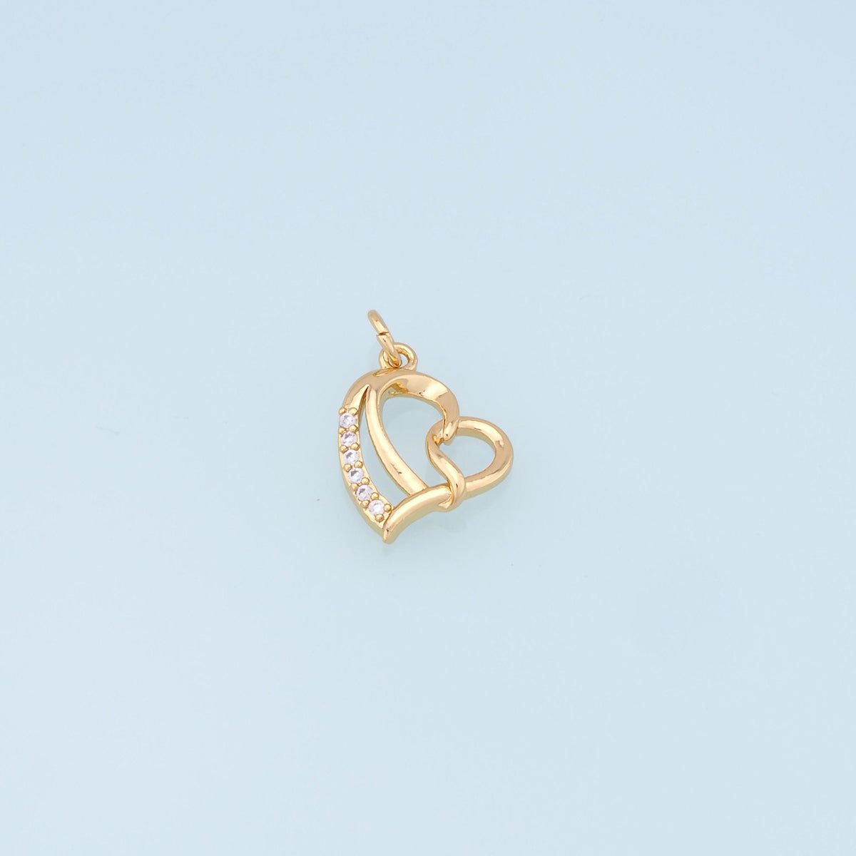 Gold Heart Charms,18K Gold Filled Heart Pendant,Heart Charm Bracelet Necklace for DIY Jewelry Making Supply