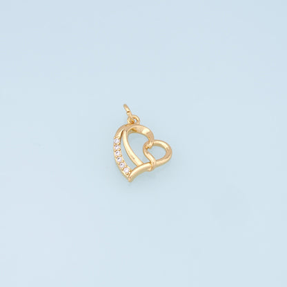 Gold Heart Charms,18K Gold Filled Heart Pendant,Heart Charm Bracelet Necklace for DIY Jewelry Making Supply