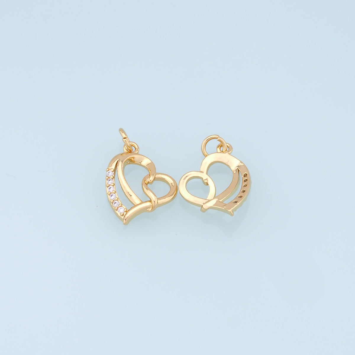 Gold Heart Charms,18K Gold Filled Heart Pendant,Heart Charm Bracelet Necklace for DIY Jewelry Making Supply