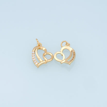 Gold Heart Charms,18K Gold Filled Heart Pendant,Heart Charm Bracelet Necklace for DIY Jewelry Making Supply