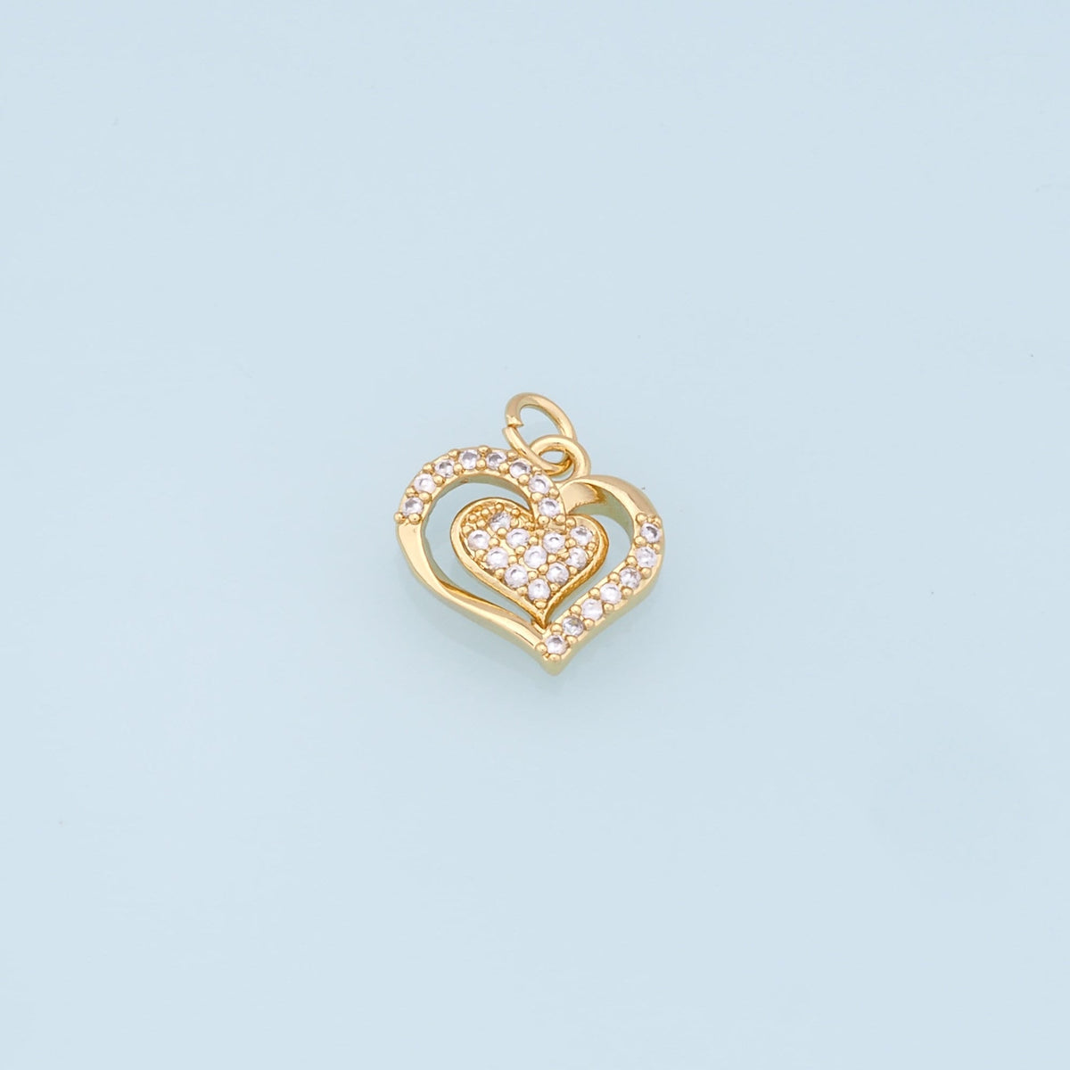 Gold Heart Charms,18K Gold Filled Heart Pendant,Heart Charm Bracelet Necklace for DIY Jewelry Making Supply