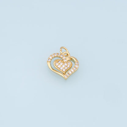 Gold Heart Charms,18K Gold Filled Heart Pendant,Heart Charm Bracelet Necklace for DIY Jewelry Making Supply