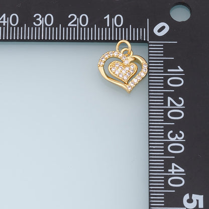 Gold Heart Charms,18K Gold Filled Heart Pendant,Heart Charm Bracelet Necklace for DIY Jewelry Making Supply