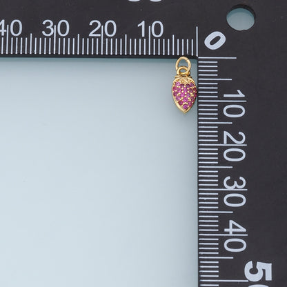 Gold Small Strawberry Charms,18K Gold Filled CZ Strawberry Pendant,Strawberry Charm Bracelet Necklace for DIY Jewelry Making 