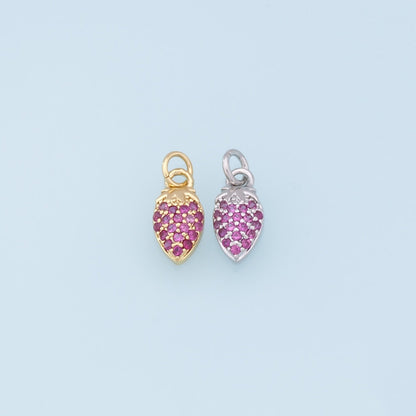 Gold Small Strawberry Charms,18K Gold Filled CZ Strawberry Pendant,Strawberry Charm Bracelet Necklace for DIY Jewelry Making 
