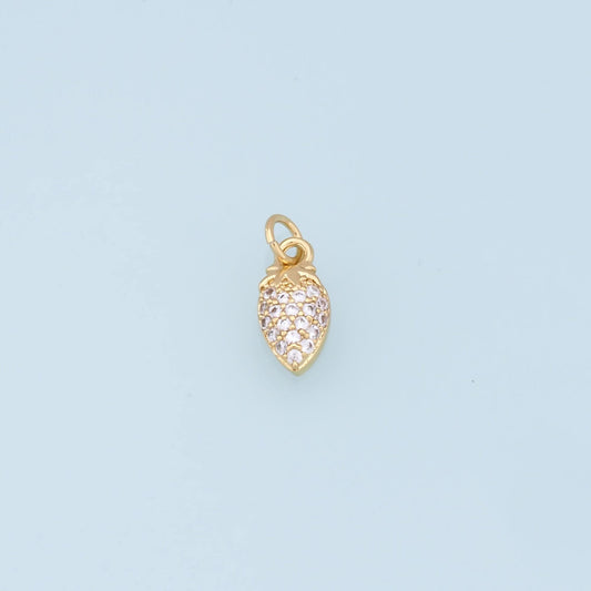 Gold Small Strawberry Charms,18K Gold Filled CZ Strawberry Pendant,Strawberry Charm Bracelet Necklace for DIY Jewelry Making Supply