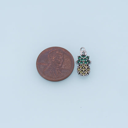 Gold Pineapple Charms,18K Gold Filled CZ Pineapple Pendant,Fruit Charm Bracelet Necklace for DIY Jewelry Making Supply