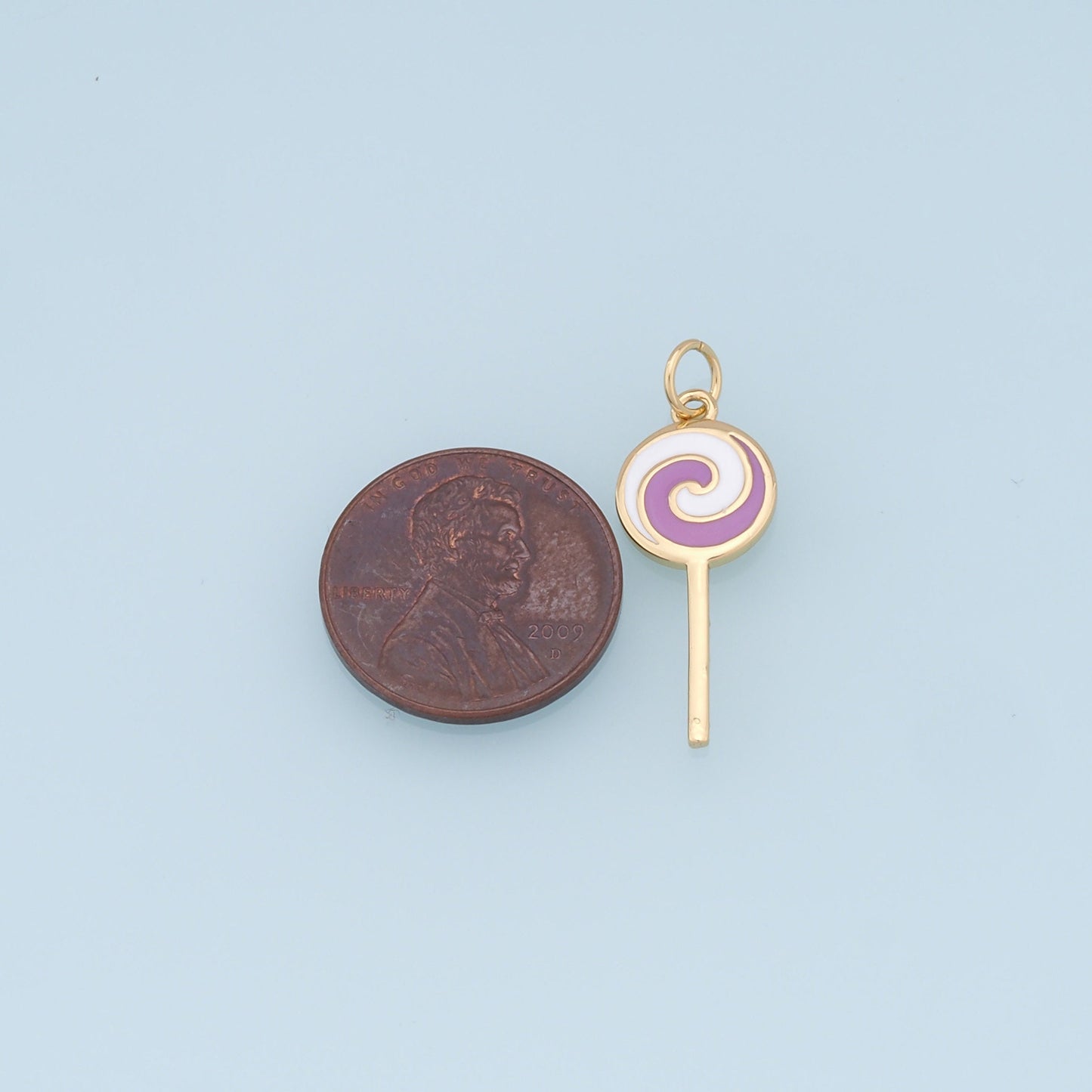 Gold Lollipop Charms,18K Gold Filled Enamel Lollipop Pendant,Candy Charm Bracelet Necklace for DIY Jewelry Making Supply