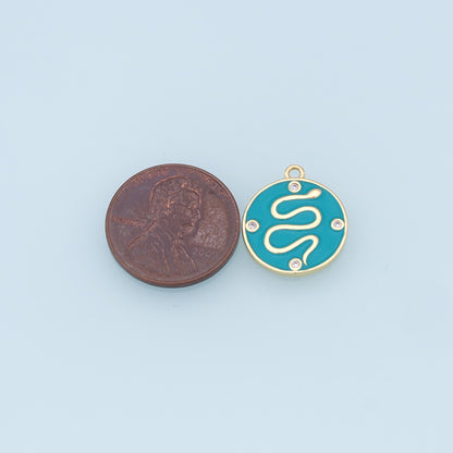 Gold Snake charms,18K Gold Filled Enamel Snake Pendant,Snake Charms Bracelet Necklace for DIY Jewelry Making Supply