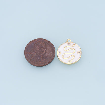 Gold Snake charms,18K Gold Filled Enamel Snake Pendant,Snake Charms Bracelet Necklace for DIY Jewelry Making Supply