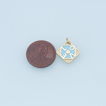 Gold LOVE Charms,18K Gold Filled Enamel LOVE Pendant,Diamond Charms Bracelet Necklace for DIY Jewelry Making Supply