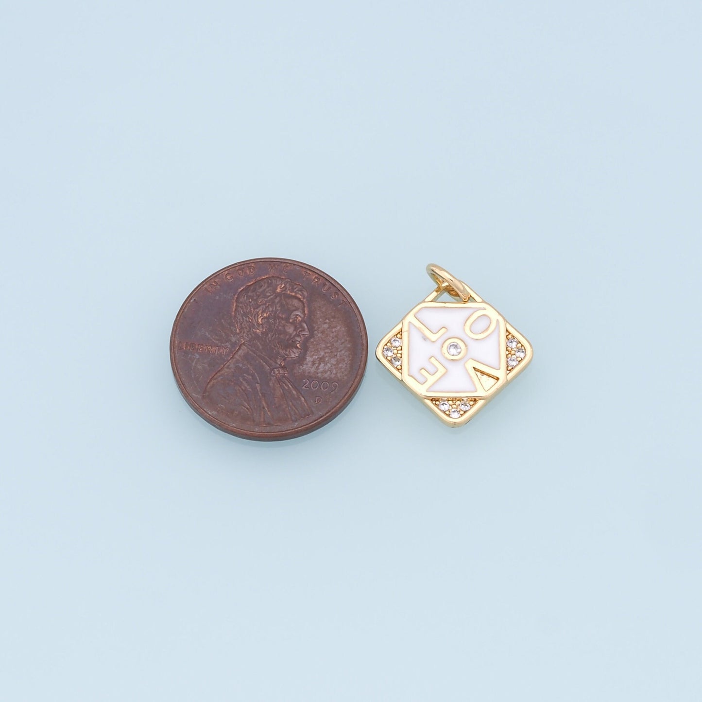Gold LOVE Charms,18K Gold Filled Enamel LOVE Pendant,Diamond Charms Bracelet Necklace for DIY Jewelry Making Supply