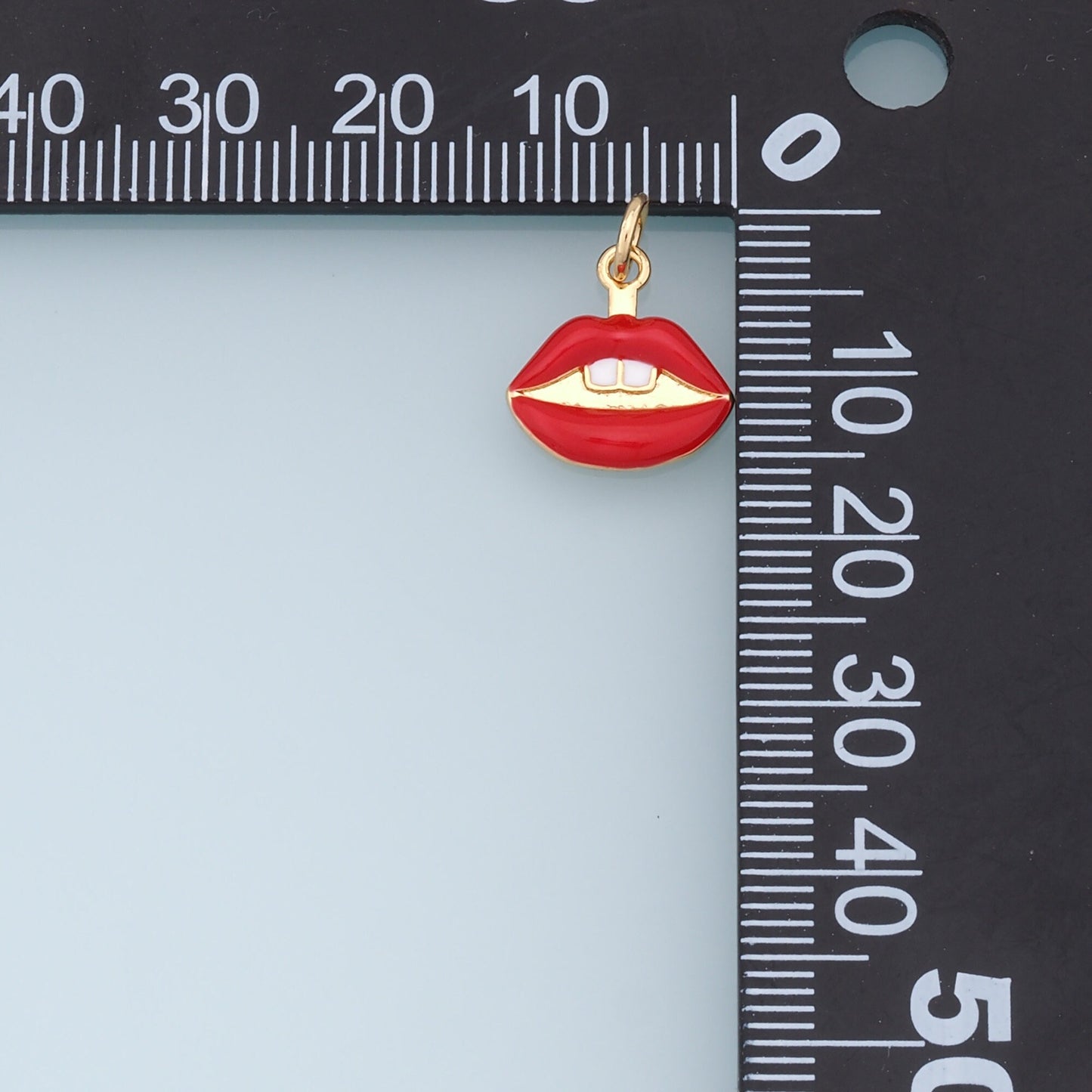 Gold Lips Charms,18K Gold Filled Enamel Lips Pendant,Red Lips Charms Bracelet Necklace for DIY Jewelry Making Supply