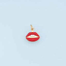 Gold Lips Charms,18K Gold Filled Enamel Lips Pendant,Red Lips Charms Bracelet Necklace for DIY Jewelry Making Supply