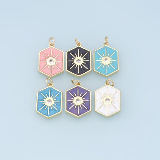 Gold Star Charms,18K Gold Filled Starburst Pendant,Shell North Star Charm Bracelet Necklace for DIY Jewelry Making Supply