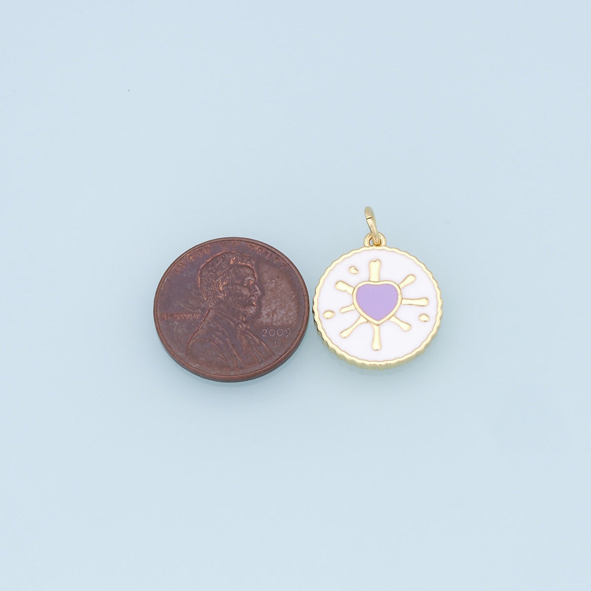 18K Gold Filled Heart Enamel Charm Pendant for Jewelry Making