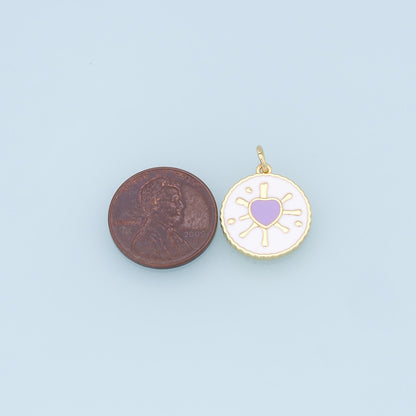 18K Gold Filled Heart Enamel Charm Pendant for Jewelry Making