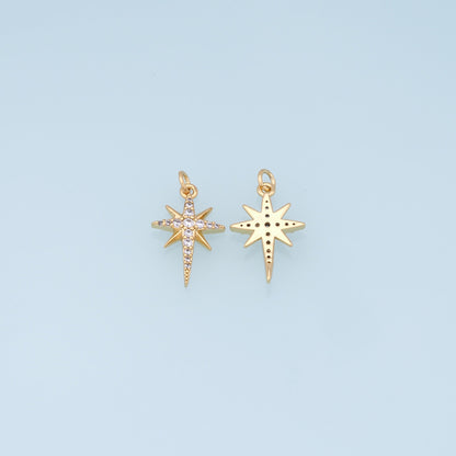 18K Gold Filled Star CZ Charm Pendant for Jewelry Making