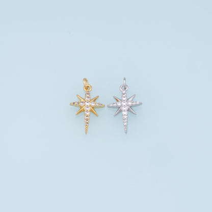 18K Gold Filled Star CZ Charm Pendant for Jewelry Making