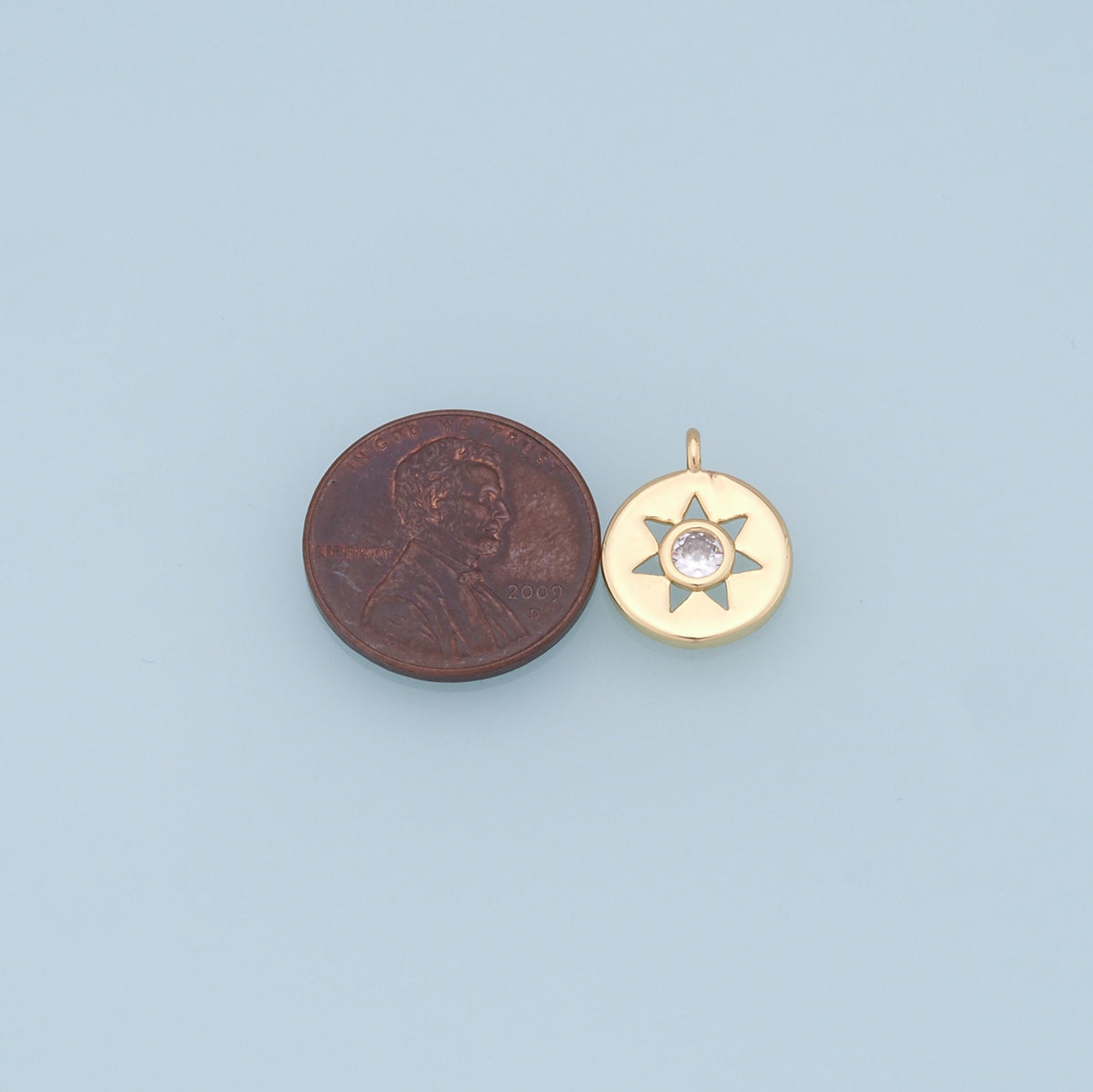 Gold Star Charms,18K Gold Filled Starburst Pendant,CZ North Star Charm Bracelet Necklace for DIY Jewelry Making Supply