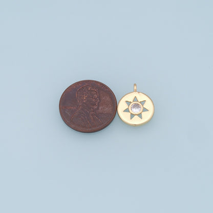 Gold Star Charms,18K Gold Filled Starburst Pendant,CZ North Star Charm Bracelet Necklace for DIY Jewelry Making Supply